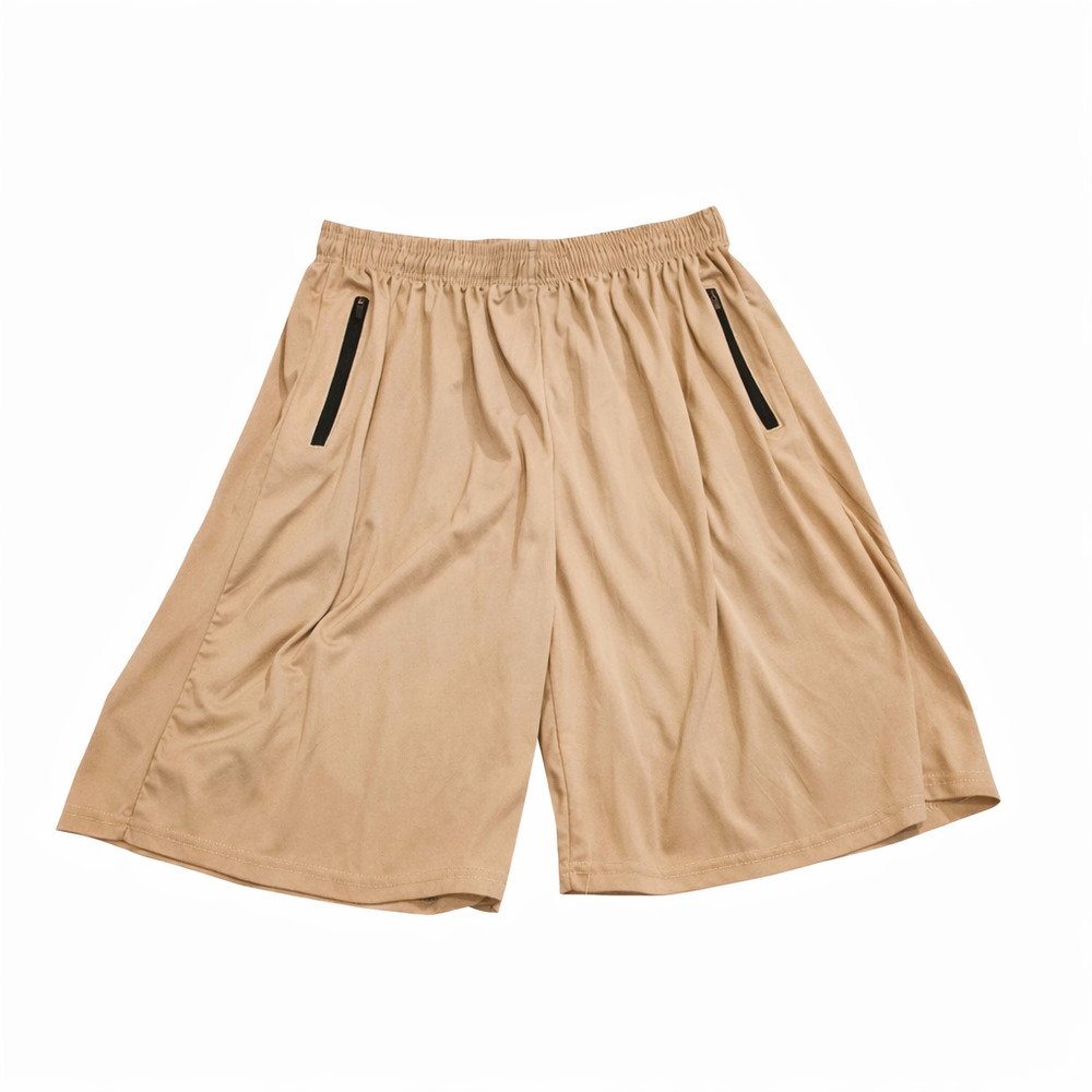 Cougar Sport Tan Athletic Shorts Mens 2XL Elastic Waist Zip Pockets Performance